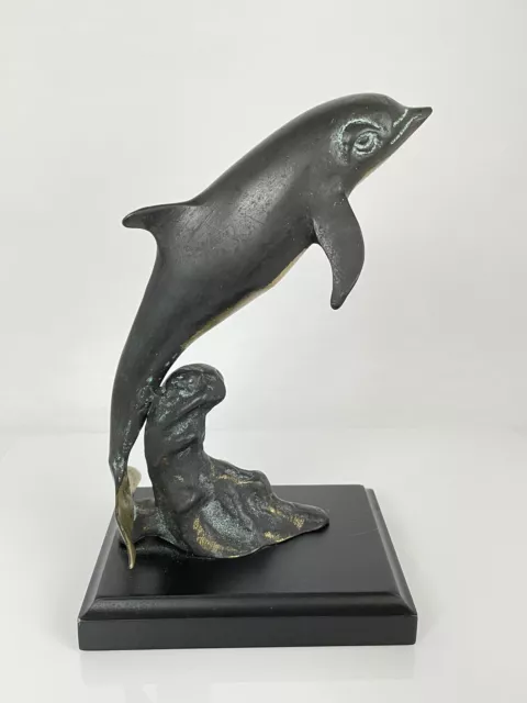 Brass Dolphin Coral Sculpture Statue SPI San Pacific International