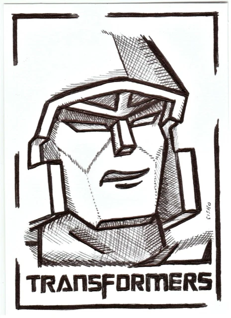 ACEO ART SKETCH Card Transformers G1 Decepticon Megatron Ink Drawing A ...