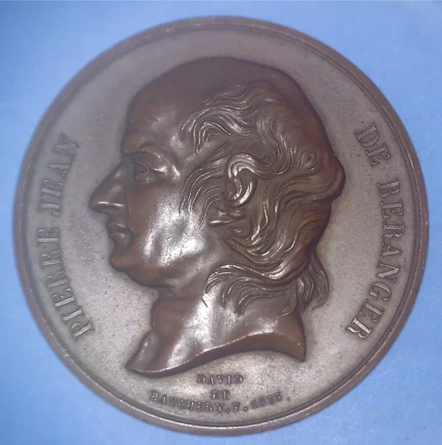 1833 France Medaille Honoring Pierre Jean Beranger (Chansonnier) - *63521047 🌈
