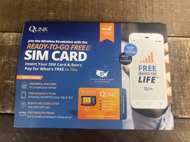 ⚡️ QLink SIM Card Kit w/ Adaptor & Instructions 4G LTE/5G Wireless NEW ⚡️