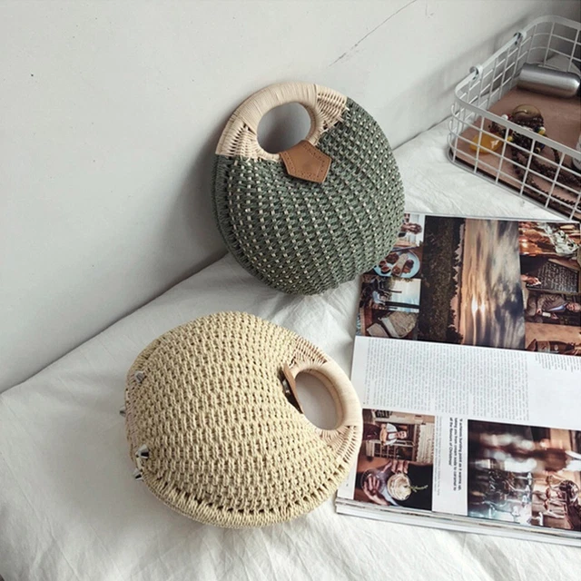 Handbag Rattan Green Handbags Women Straw Purses Women Wallet 2