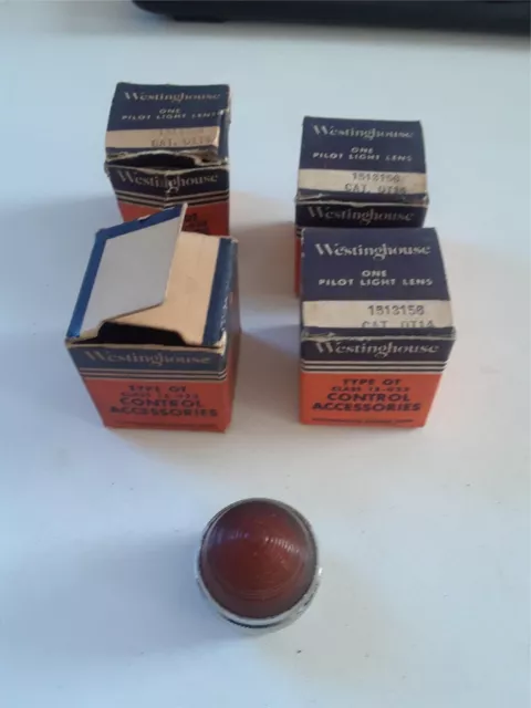 NOS Lot of 4 Westinghouse Pilot Light Lens #1513156 - Amber - Beehive Design