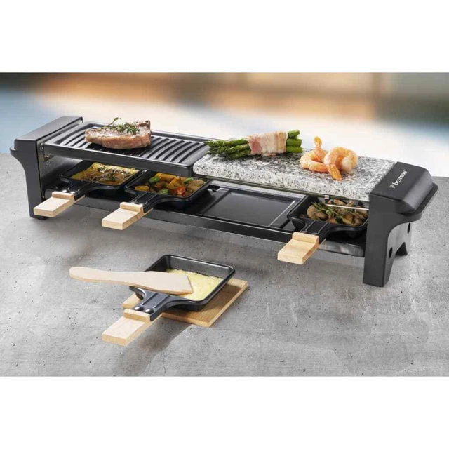Bestron Raclette-Grill 650W Schwarz Holz 4 Personen Tischgrill Elektrogrill B...