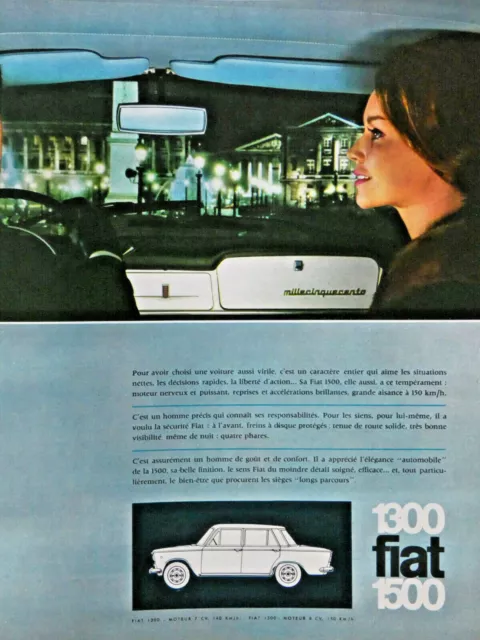 1963 Press Advertisement Fiat Car 1300 Engine 7 Hp - 1500 Engine 8 Hp