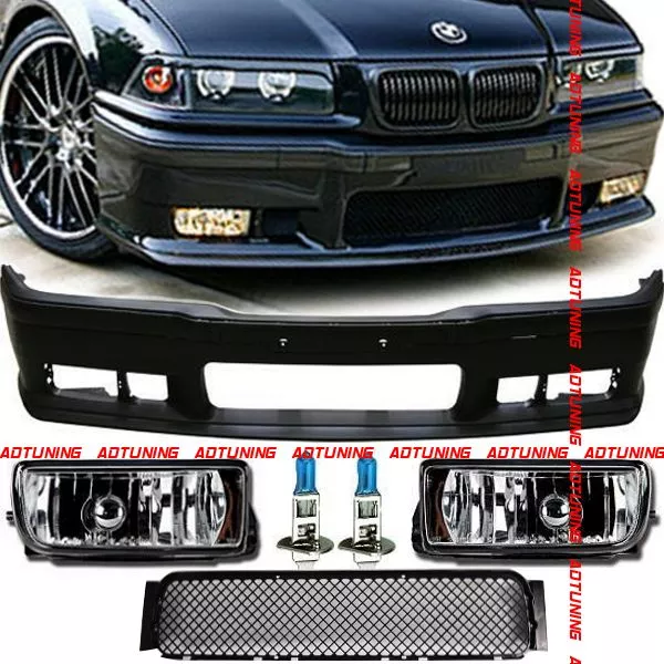 Pare Choc Parechoc M3 En Abs Bmw Serie 3 E36 + 2 Antibrouillard Chrome + 2 H1