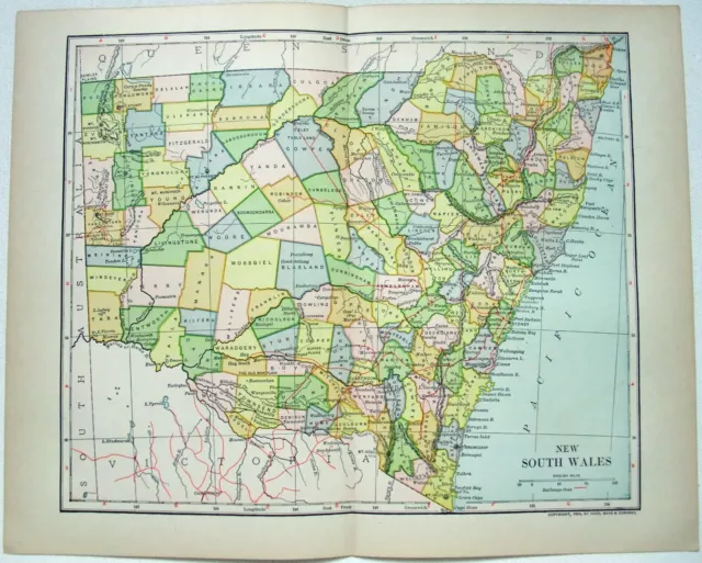 New South Wales, Australia - Original 1903 Dated Map by Dodd Mead & Company. NSW