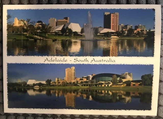 Tourist Postcard ~ Adelaide Skyline From River Torrens South Australia