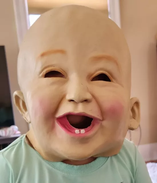 Laughing Happy Fun Mask Baby Face Adult Creepy Infant Funny Accessory Halloween