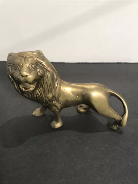 Vintage  Solid Brass Lion 5-1/2” Long