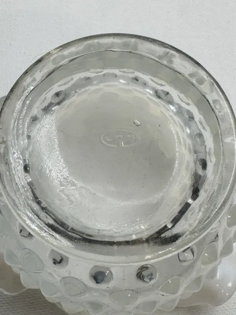 Fenton White Milk Glass Hobnail Vase Crimped Ruffle Top Opalescent 4.25" Vintage 2