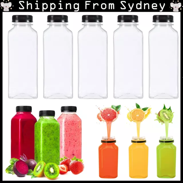 10-100X 250ml Square Clear Plastic Juice Bottles Refillable Empty Water Drink AU