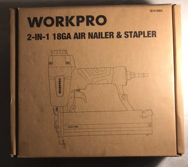 WORKPRO 2IN1 AIR Brad Nailer Gun 50mm 18 Gauge, Brad Nail Gun and