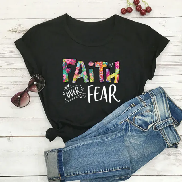 Faith Over Fear Shirt Women Christian Tshirt Faith Tee Gift for Her T Shirt Top