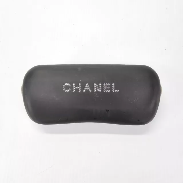 CHANEL BLACK CLAMSHELL Eyeglasses Sunglasses Case Made in Italy