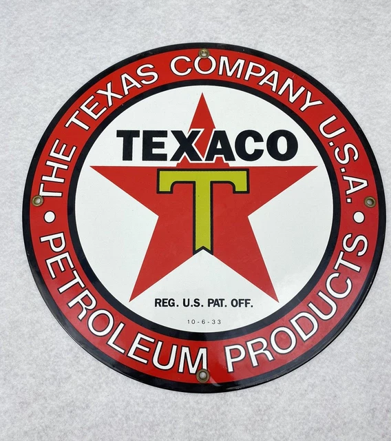 VINTAGE TEXACO MOTOR Oil Enamel Porcelain Sign Texas Gasoline Gas Pump ...