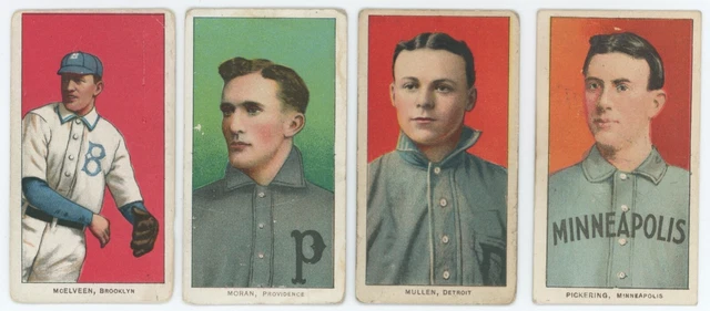 Lot of 4 Raw T206 (1909-1911) Cards - McElveen, H. Moran, Mullen, Pickering
