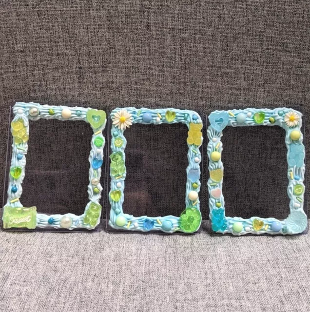 Blue Creamy Decoden/Decorated Toploader Frame/Kpop Photocard Sleeve 3pack Set