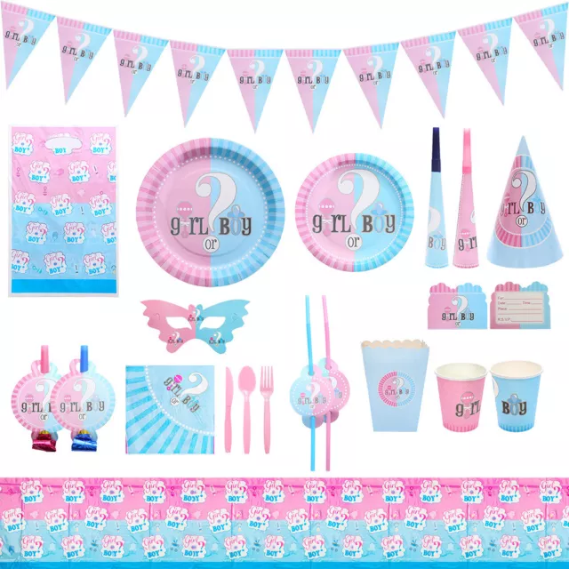 Gender Reveal Baby Shower Boys Girl Unisex Party Supplies Tableware Decorations