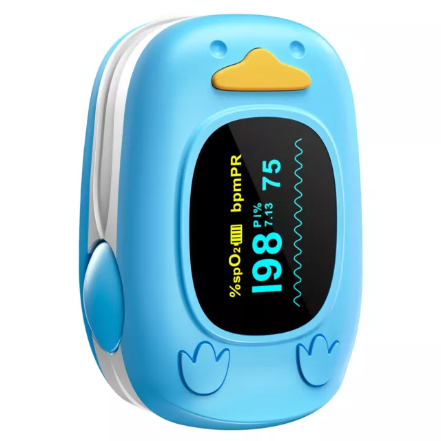 Children Finger Pulse Oximeter Blood Oxygen SpO2 Saturation Monitor Heart Rate