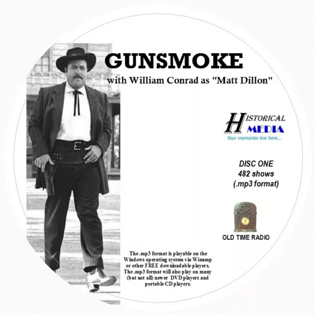 GUNSMOKE - 482 Shows Old Time Radio In MP3 Format OTR On 5 CDs