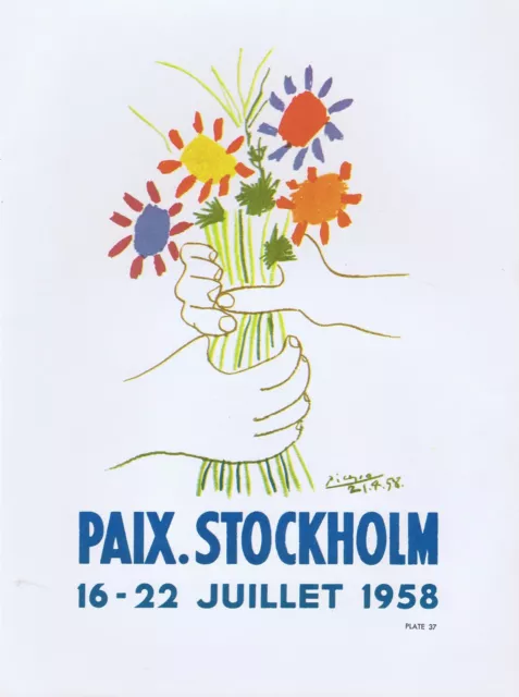 Pablo Picasso, Paix. Stockholm 1958 Vintage Poster Lithograph 1964 Platesigned