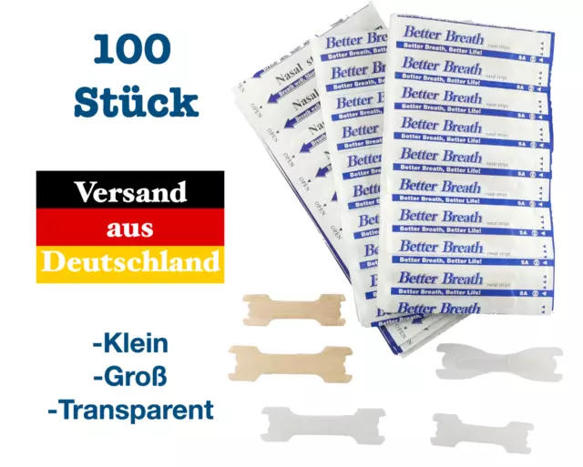 DE 100 x Nasenpflaster Besser Atmen Nasenstrips "Better Breath"  Aktionspreis!