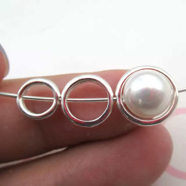 2pcs Sterling Silver Bead Frames Findings Spacer Beads Jewelry Making Crafts