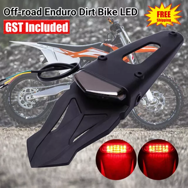 LED Rear Fender Brake Signal Tail Light Off-road Enduro Dirt Bike Smoked Tail
