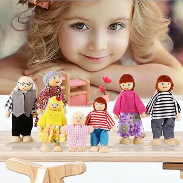 AU HOT Doll house Family Dolls Various Models Mini Wooden Toy Set for Kids