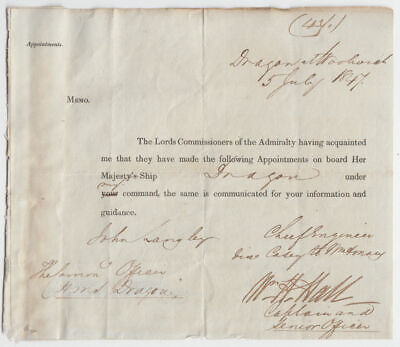 "Nemesis Hall" HALL Admiral Sir William Hutcheon signed memorandum 1847 
