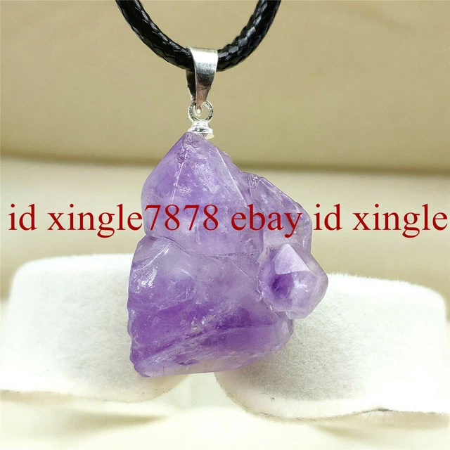 Natural Lavender Amethyst Purple Gems Beads Raw Material Pendant Necklace 18"
