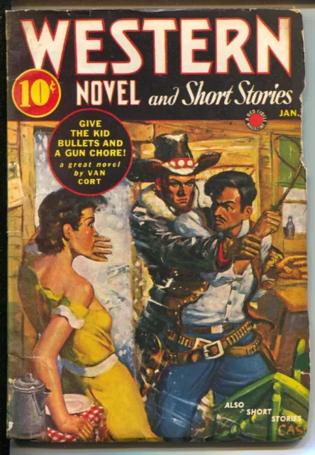 Western Novel And Short Stories Pulp  1/1942-spicy babe whipped cover-Van Cor...