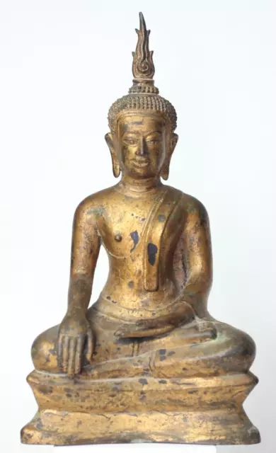 Antique Thai Sukhothai Style Bronze Seated Buddha 19th century