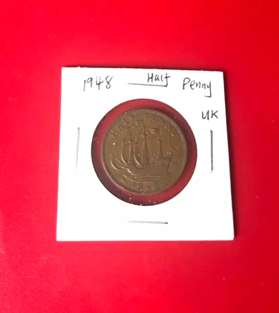 1948 Half Penny Uk Coin - Nice World Coin !!!