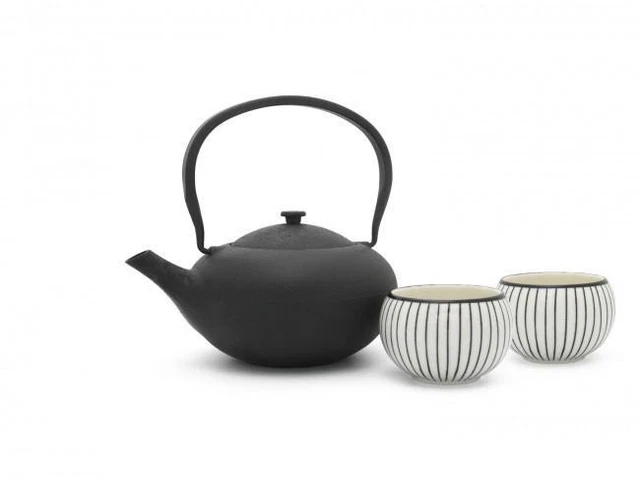BREDEMEIJER Tee-Set Gusseisen/Porzellan Shanxi 1l schwarz 3teilig   101110 2