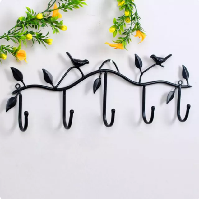 Tree Branch Birds Key Rack Cast Iron Wall Hook Coat Towel Hanger Rustic Finish