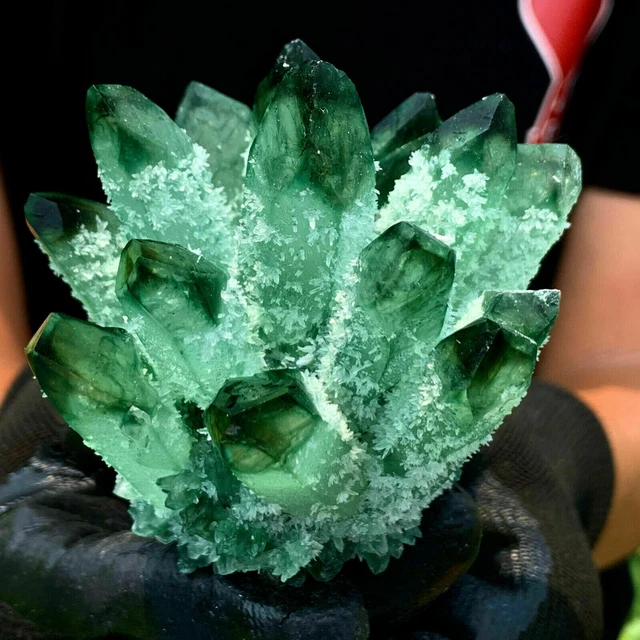 300g+ New Find Green Phantom Quartz Crystal Cluster Mineral Specimen Healing