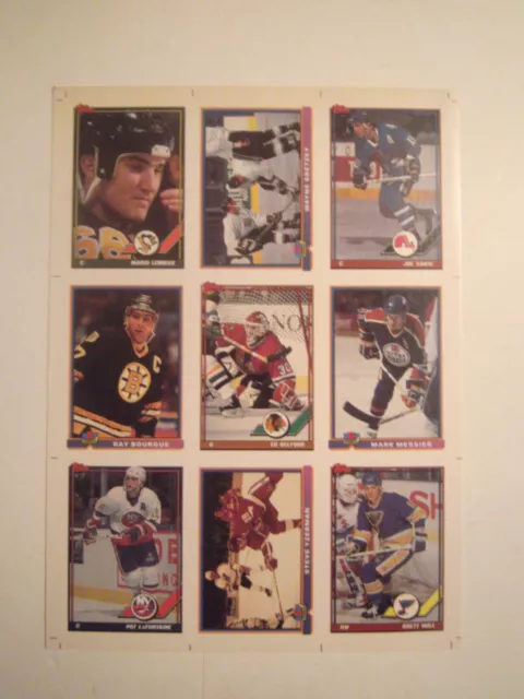 1991  Topps Bowman Sample Promo Uncut Hockey Card Sheet Wayne Gretzky & 2 OTHERS