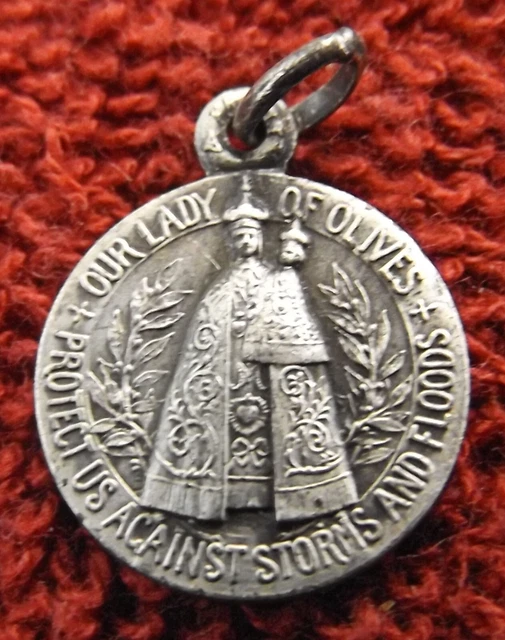 Vintage Our Lady of Olives Protect Us Against Floods And Storms Catholic Medal