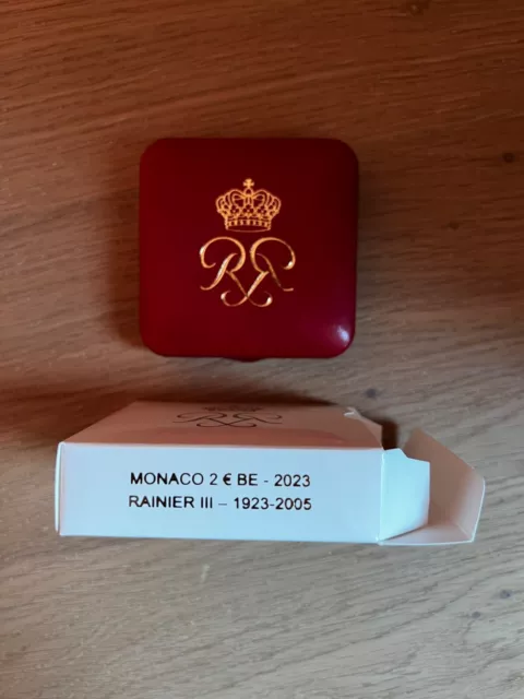 COFFRET BE 2 EURO 2023 MONACO  100 ANS RAINIER III avec drapeau