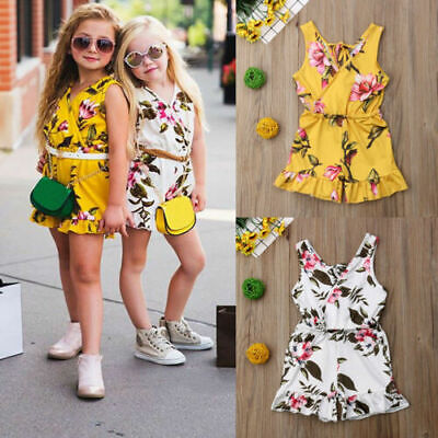 Toddler Kids Baby Girls Floral Romper Jumpsuit Outfits Sunsuit Summer Clothes