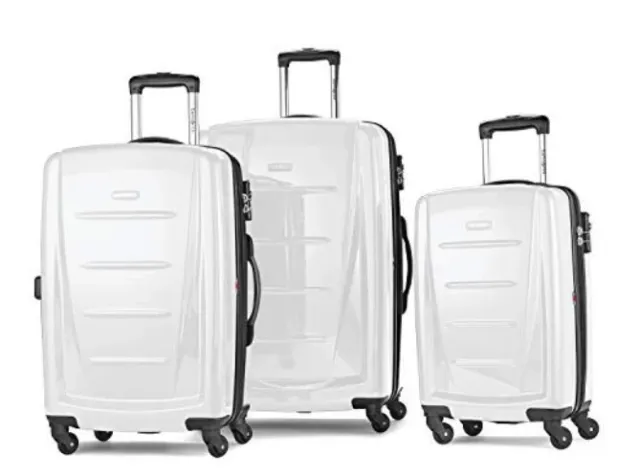 Samsonite Winfield 2 Hardside Spinner Suitcase Set 20 24 28", Brushed White NEW