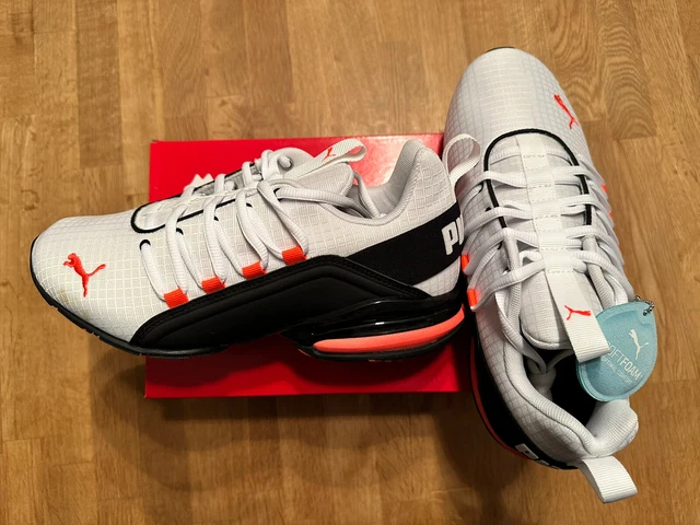 Puma AXELION Rip Sneakers, White-Black-Nrgy Red, Größe 40 1/2, Neu