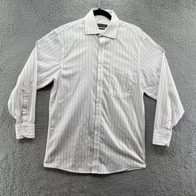 Donald Trump Signature Collection Mens White Long-Sleeve Striped Button Up~Sz 15