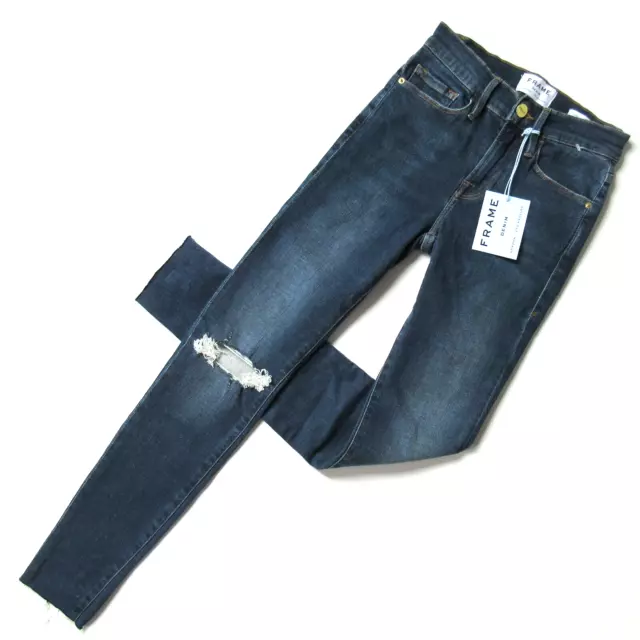 NWT FRAME Le Skinny de Jeanne in Jolie Destroyed Knee Stretch Jeans 26 $245