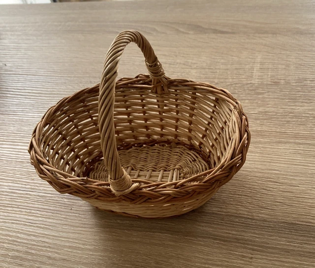 Petit Panier Miniature En Osier Tressé Pour Poupée – Vintage