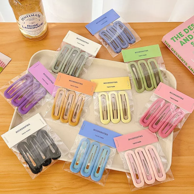 Square Hairpins Candy Color Hair Accessories 3Pcs/set Oval-shaped Hair  Clips ⭐