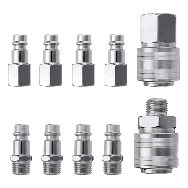 10 Pack Air Line Connectors Quick Release Air Coupler & Plug Kits for Compressor