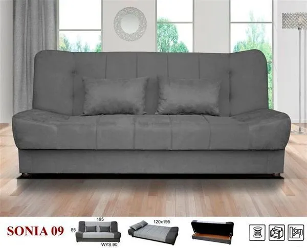 Sofa Bed Woven Fabric With Storage CLICK CLACK (Wave Spring)