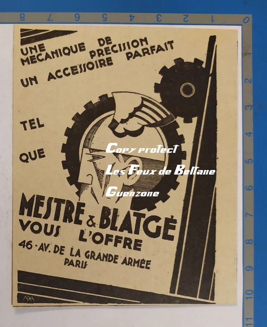 MESTRE & BLATGE MECANIQUE PRECISION  1930 publicité advert